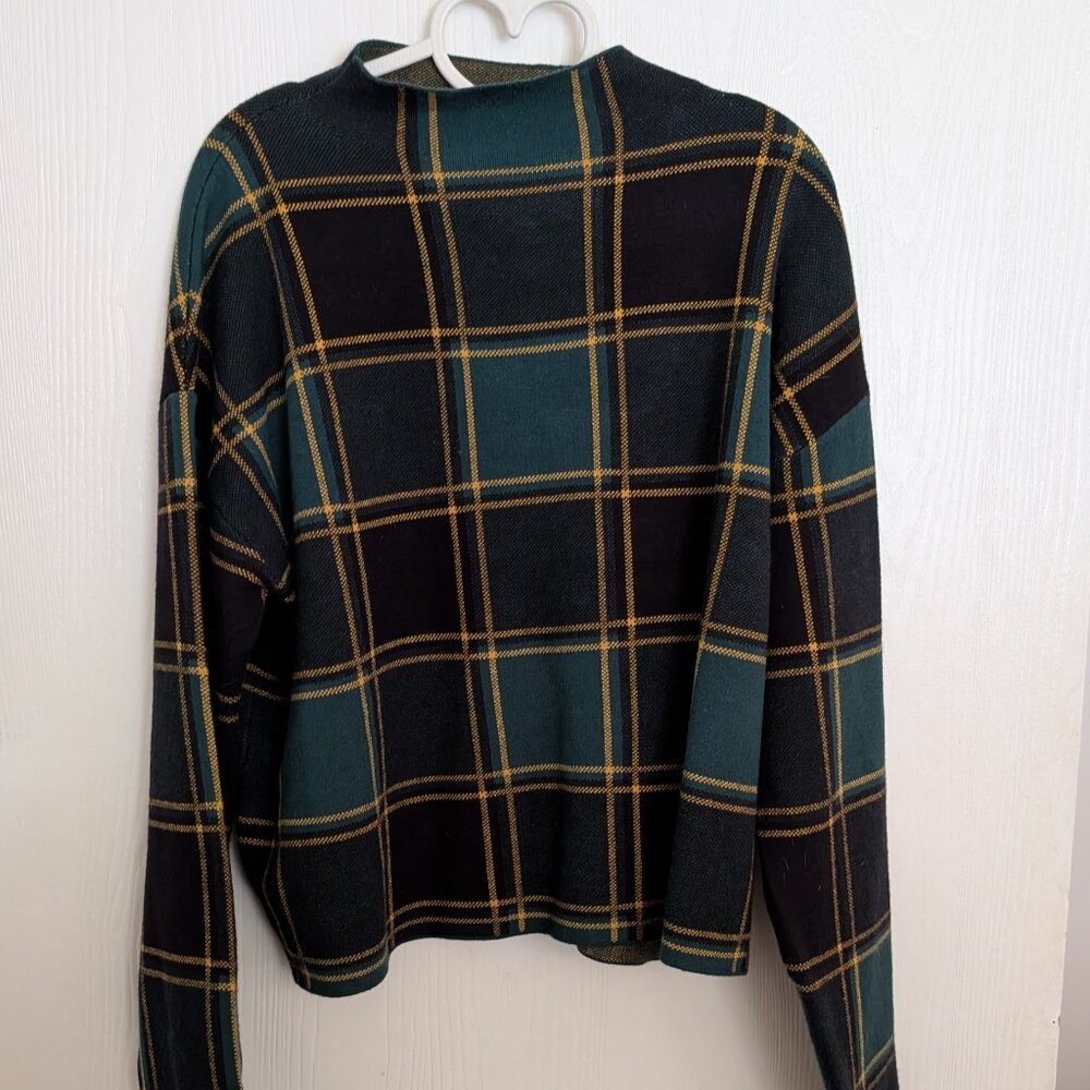 Green plaid sweater